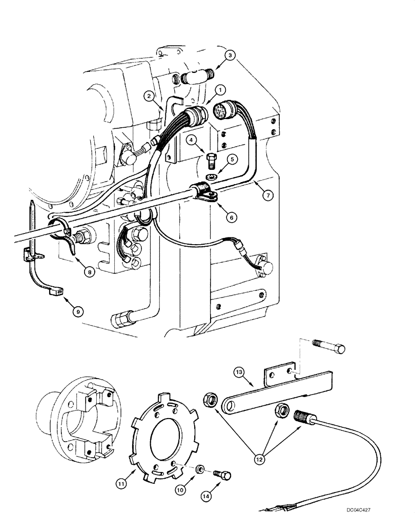 Схема запчастей Case 845 - (04.14[00]) - ELECTRIC SYSTEM - TRANSMISSION (04) - ELECTRICAL SYSTEMS