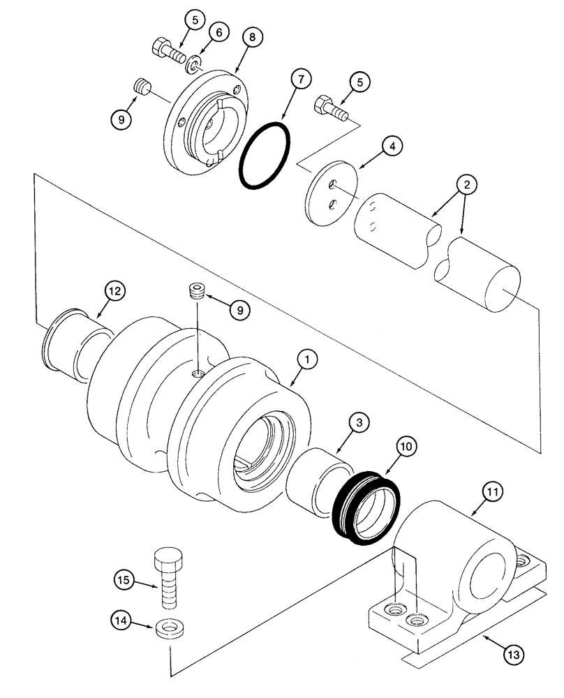 Схема запчастей Case 9060 - (5-12) - TRACK CARRIER ROLLER, MANUFACTURED BY INTERTRAC (11) - TRACKS/STEERING