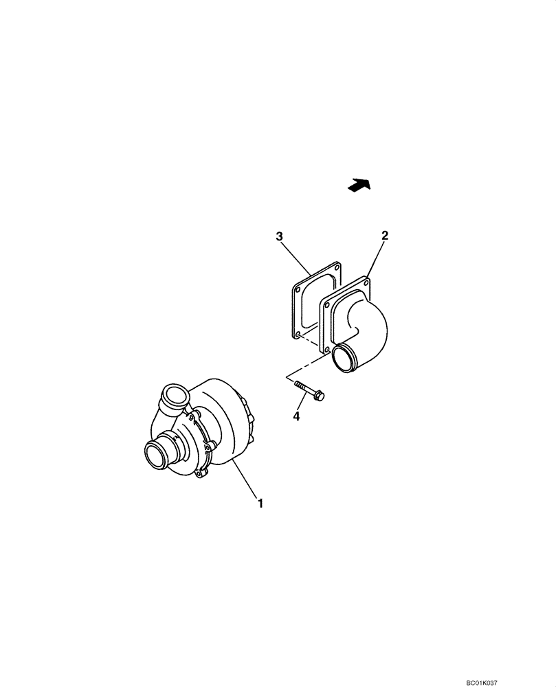 Схема запчастей Case CX800 - (02-12) - TURBOCHARGER - INTAKE PIPE (02) - ENGINE