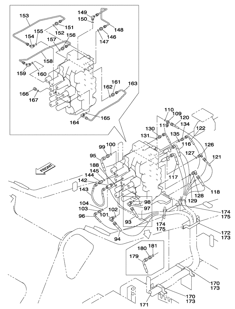 Схема запчастей Case CX350 - (08-103-00[01]) - HYDRAULIC CIRCUIT - PILOT - WITH VALVE, PRESSURE RELIEF (08) - HYDRAULICS