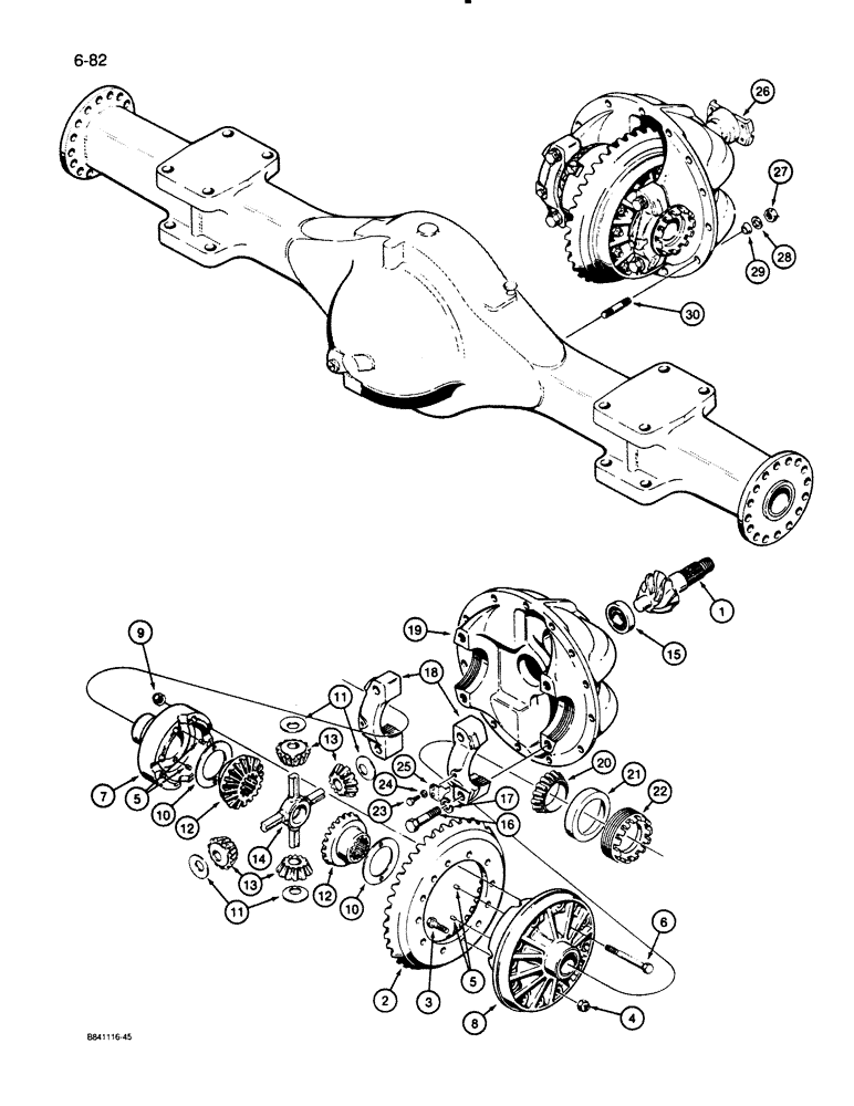 Схема запчастей Case W30 - (6-82) - REAR AXLE DIFFERENTIAL (06) - POWER TRAIN