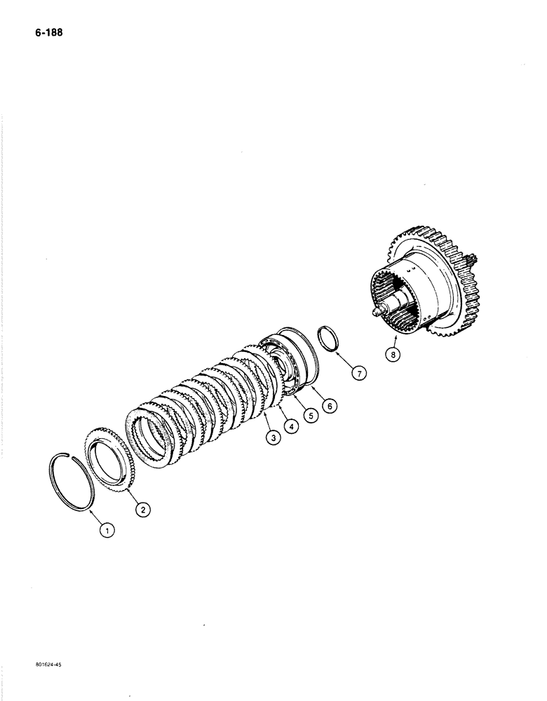 Схема запчастей Case 780C - (6-188) - TRANSMISSION THIRD CLUTCH SHAFT AND DRUM ASSEMBLY (06) - POWER TRAIN