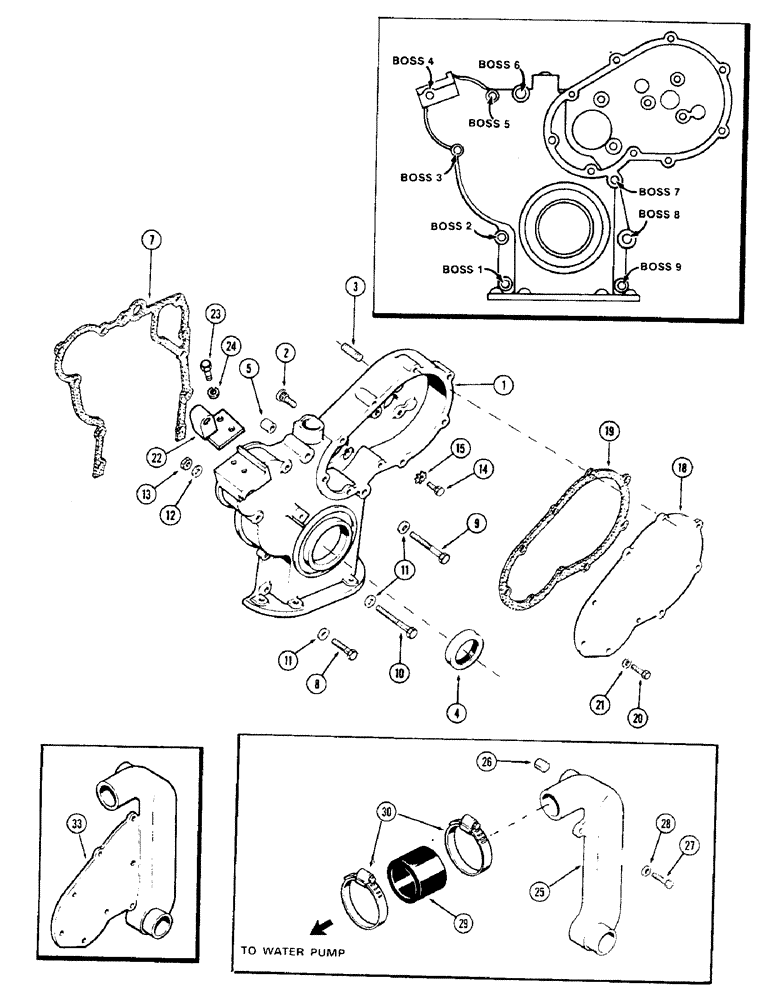 Схема запчастей Case 350 - (042) - TIMING GEAR COVER, DIESEL ENGINE, USED ENGINE SERIAL NO. 2728315 AND AFTER (01) - ENGINE