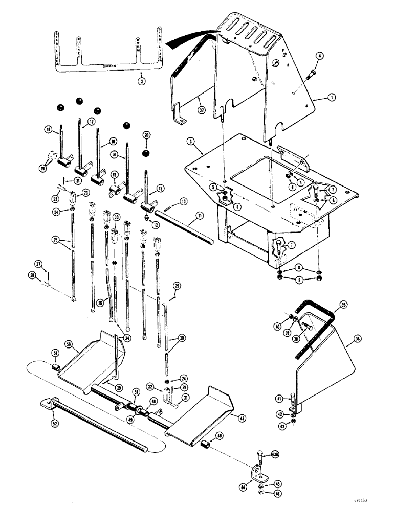 Схема запчастей Case 36 - (16) - INDIVIDUAL LEVER BACKHOE CONTROL, (FOOT SWING), 