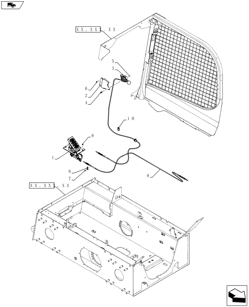 Схема запчастей Case TR270 - (55.525.AB[02]) - THROTTLE CONTROL, HAND & FOOT EH (SR200,TR270) (55) - ELECTRICAL SYSTEMS