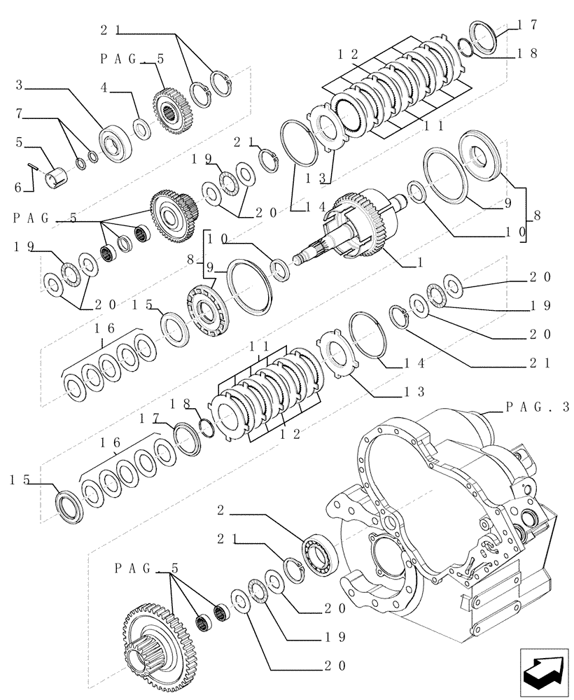 Схема запчастей Case TX945 - (1.28.A[10]) - TRANSMISSION - COMPONENTS (21) - TRANSMISSION