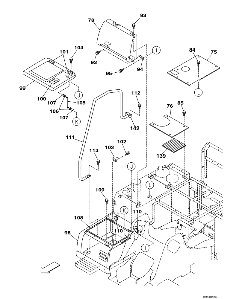 Схема запчастей Case CX160 - (09-08) - STORAGE BOX - INSULATION (09) - CHASSIS/ATTACHMENTS