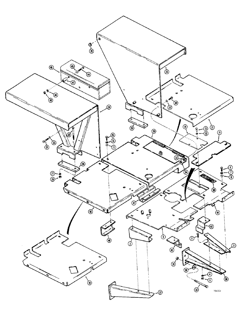 Схема запчастей Case 580B - (234) - FENDERS AND FLOOR PLATES (09) - CHASSIS/ATTACHMENTS