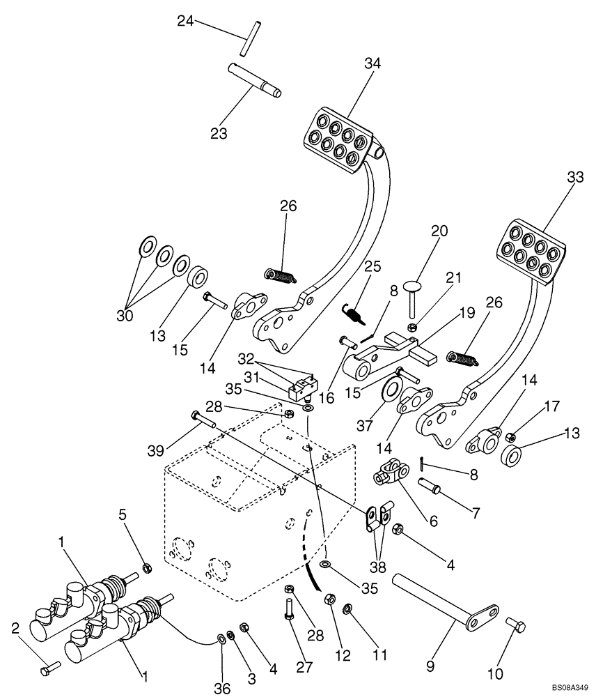 Схема запчастей Case 586G - (07-07) - BRAKE PEDALS - BRAKE MASTER CYLINDER MOUNTING (07) - BRAKES