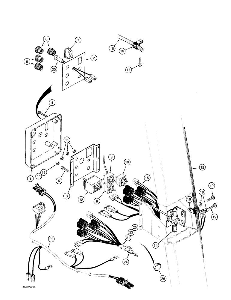 Схема запчастей Case 590 - (9-118) - CAB CONTROL PANEL AND WIRING (09) - CHASSIS/ATTACHMENTS