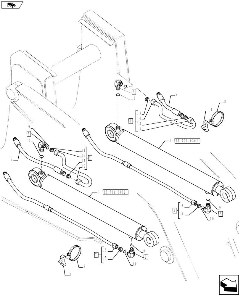 Схема запчастей Case 580SN WT - (35.701.1102) - HYDRAULICS - LOADER LIFT CYLINDER (35) - HYDRAULIC SYSTEMS