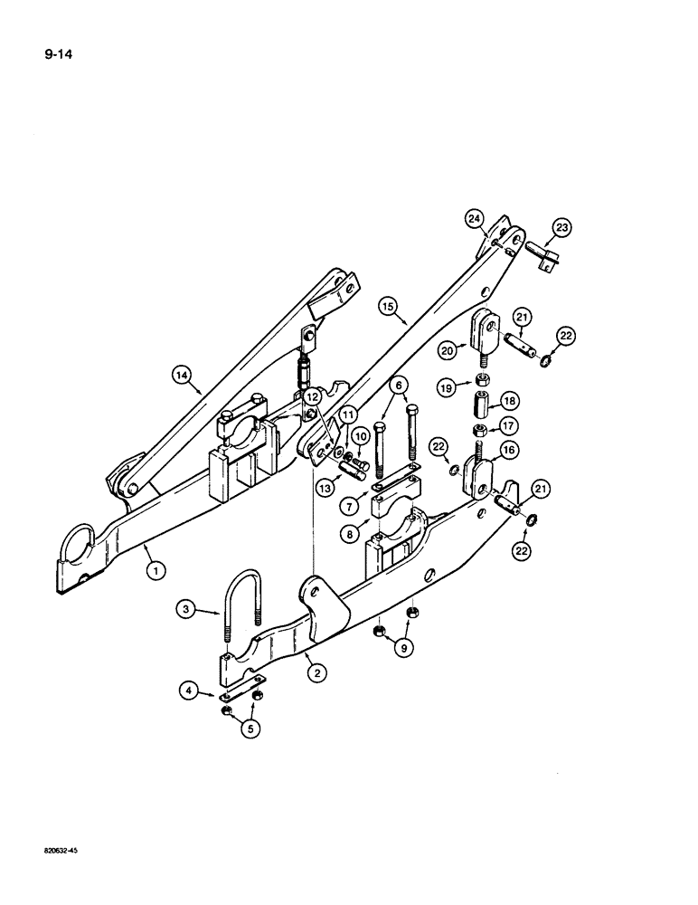 Схема запчастей Case 26D - (9-14) - BACKHOE MOUNTING PARTS, 350B CRAWLER ONLY 