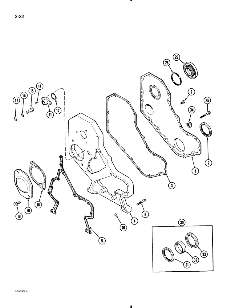 Схема запчастей Case 580K - (2-022) - FRONT GEAR COVER, 4-390 ENGINE, 4T-390 ENGINE (02) - ENGINE