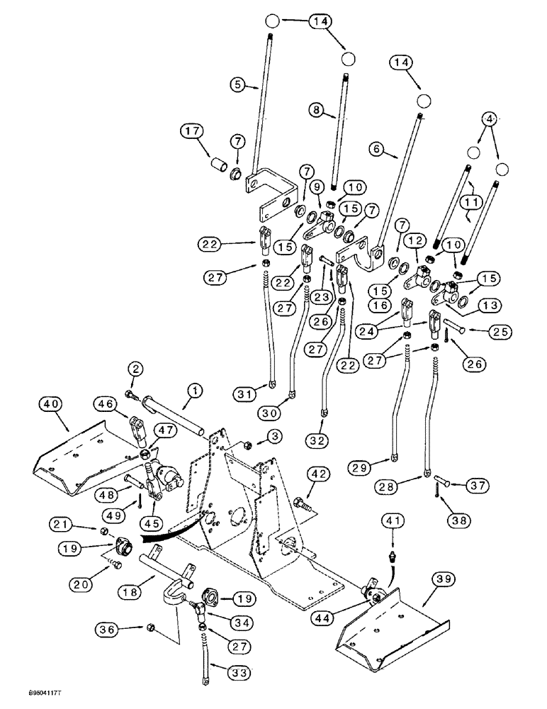 Схема запчастей Case 580SL - (9-023A) - BACKHOE CONTROLS WITH FOOT SWING, WITH NON-EXTENDABLE DIPPER USED W/185975A1 CONTROL TOWER SUPPORT (09) - CHASSIS/ATTACHMENTS