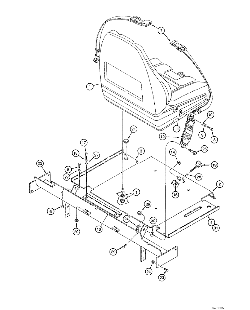 Схема запчастей Case 1845C - (09-25) - SEAT, MOUNTING - SUSPENSION (NORTH AMERICA), - JAF0040227 (09) - CHASSIS/ATTACHMENTS