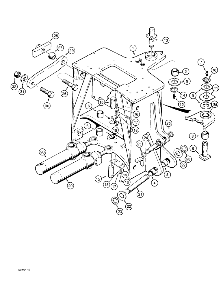 Схема запчастей Case 480F - (9-038) - BACKHOE MOUNTING FRAME (09) - CHASSIS/ATTACHMENTS