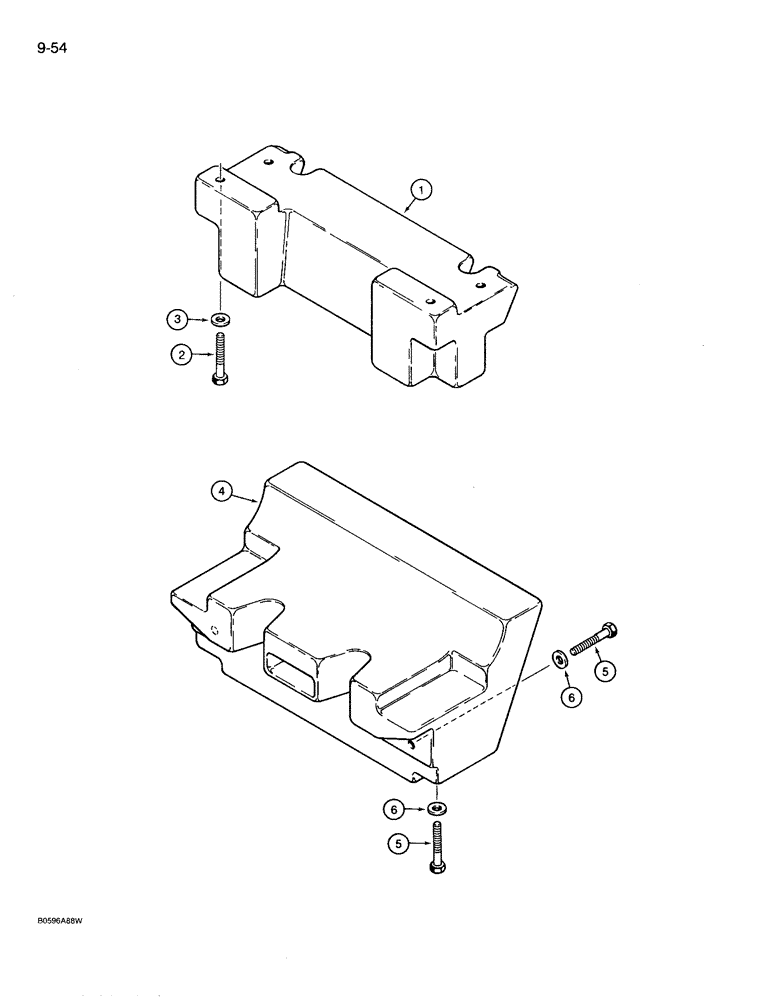 Схема запчастей Case 780D - (9-054) - FRONT COUNTERWEIGHT, STANDARD COUNTERWEIGHT (09) - CHASSIS/ATTACHMENTS