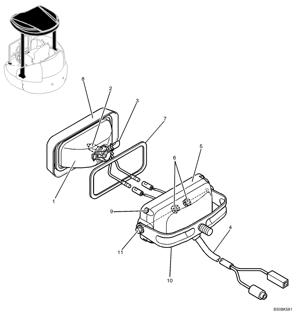 Схема запчастей Case CX27B BTW - (01-059) - LIGHT ASSY (PW80S00003F1) (55) - ELECTRICAL SYSTEMS