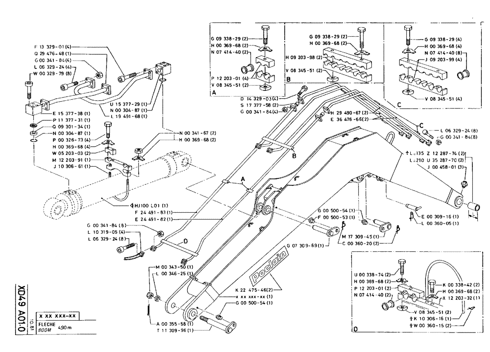 Схема запчастей Case 75C - (XD49 A01.0) - BOOM - 4,90 M (09) - BOOMS