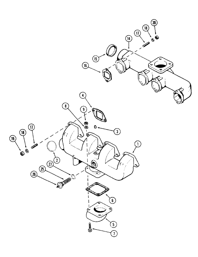 Схема запчастей Case 680CK - (010) - MANIFOLDS, (301B) DIESEL ENGINE (10) - ENGINE