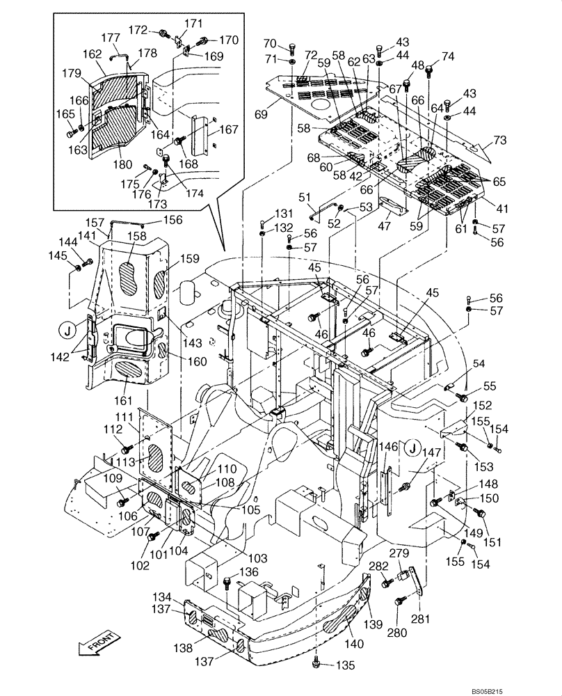 Схема запчастей Case CX225SR - (09-08) - HOOD, ENGINE - INSULATION (09) - CHASSIS