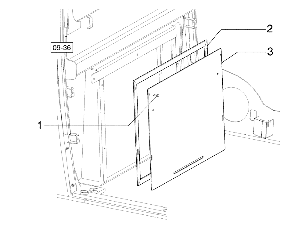 Схема запчастей Case 885B AWD - (09-42[01]) - CAB, REAR PLATE (09) - CHASSIS/ATTACHMENTS