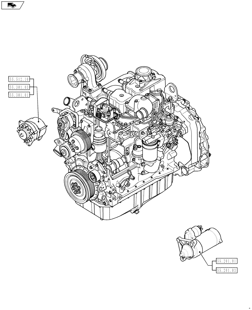 Схема запчастей Case 590SN - (55.000.00[01]) - SECTION INDEX - ELECTRICAL SYSTEM (55) - ELECTRICAL SYSTEMS
