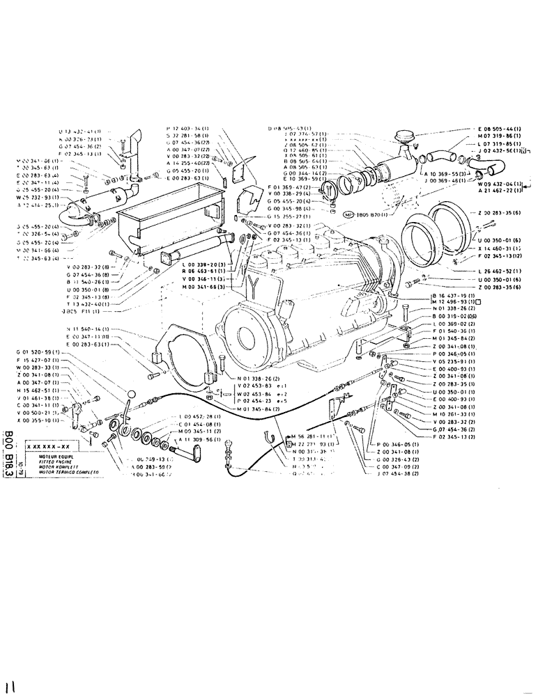 Схема запчастей Case SC150L - (011) - FITTED ENGINE 