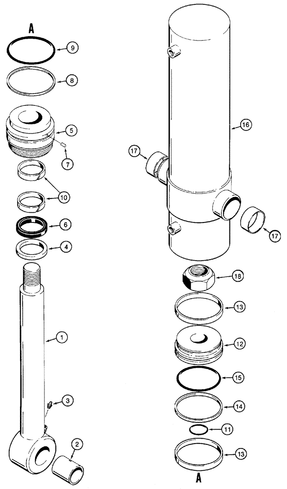 Схема запчастей Case 460 - (8-082) - TRENCHER BOOM LIFT CYLINDER ASSEMBLY, H672821, PLANETARY DRIVE TRENCHER (08) - HYDRAULICS