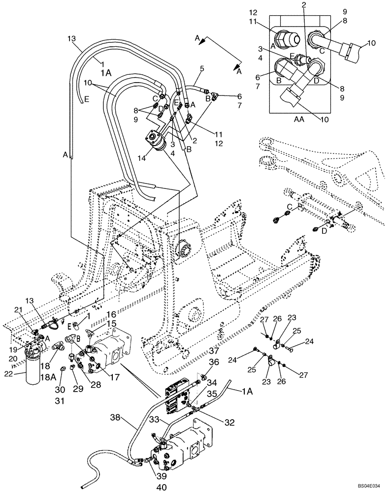 Схема запчастей Case 590SM - (05-02A) - HYDRAULICS - STEERING (WITH PILOT CONTROLS) (05) - STEERING