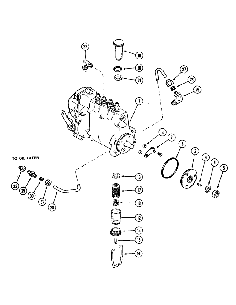 Схема запчастей Case 475 - (062) - A138012 FUEL INJECTION PUMP, 336BD DIESEL ENGINE, WITH LUBE ON OUTSIDE OF PUMP (10) - ENGINE