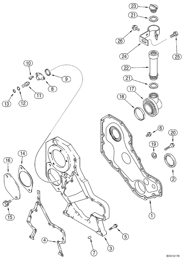 Схема запчастей Case 60XT - (02-12) - FRONT GEAR COVER, 4T-390 EMISSIONS CERTIFIED ENGINE (02) - ENGINE