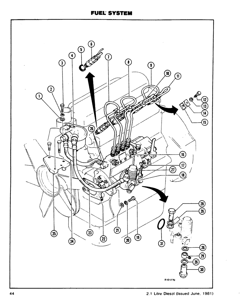 Схема запчастей Case DH4B - (44) - FUEL SYSTEM (10) - ENGINE
