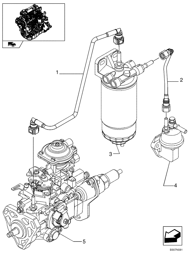 Схема запчастей Case 445 - (03-10) - PIPING - FUEL (87380450) (03) - FUEL SYSTEM