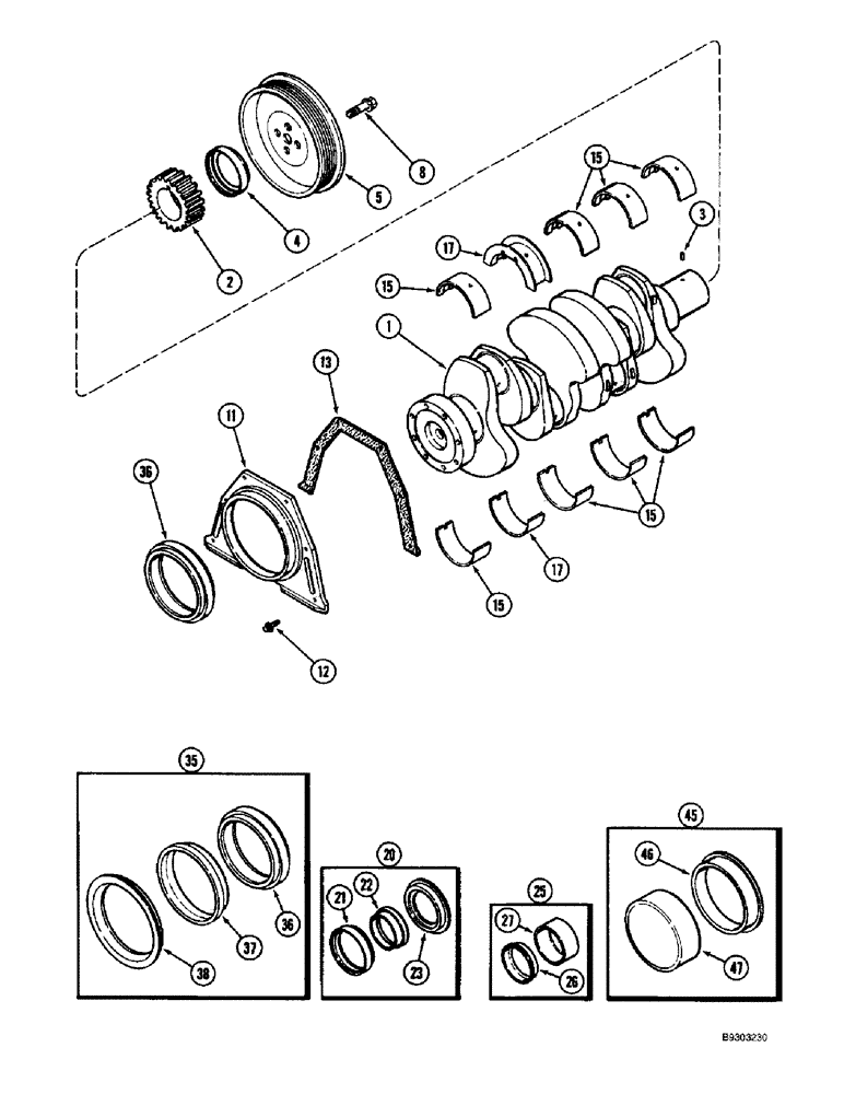 Схема запчастей Case 660 - (2-32) - CRANKSHAFT, 4-390 ENGINE (02) - ENGINE