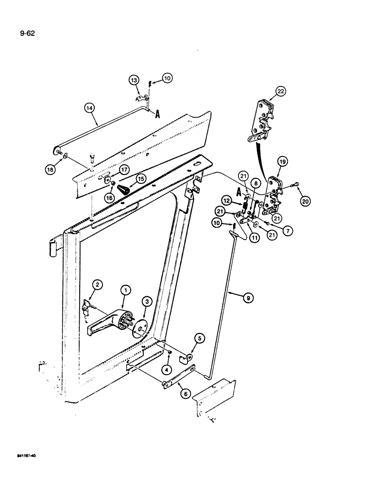 Схема запчастей Case W14B - (9-62) - CAB DOOR LATCH PARTS (09) - CHASSIS/ATTACHMENTS