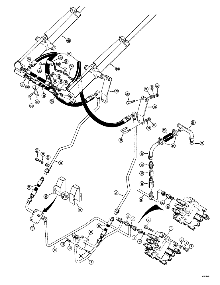 Схема запчастей Case W9B - (212) - LOADER HYDRAULICS, TILT CYLINDER HYDRAULICS (08) - HYDRAULICS