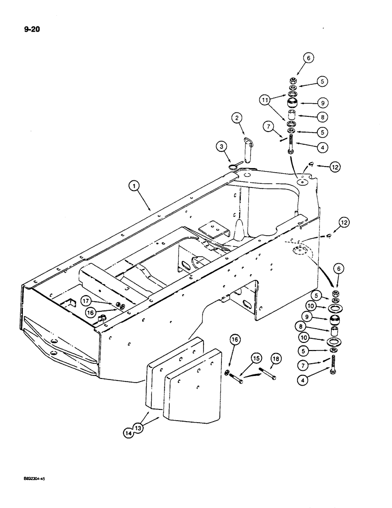 Схема запчастей Case W14C - (9-20) - REAR FRAME, PIVOT, AND COUNTERWEIGHT (09) - CHASSIS/ATTACHMENTS