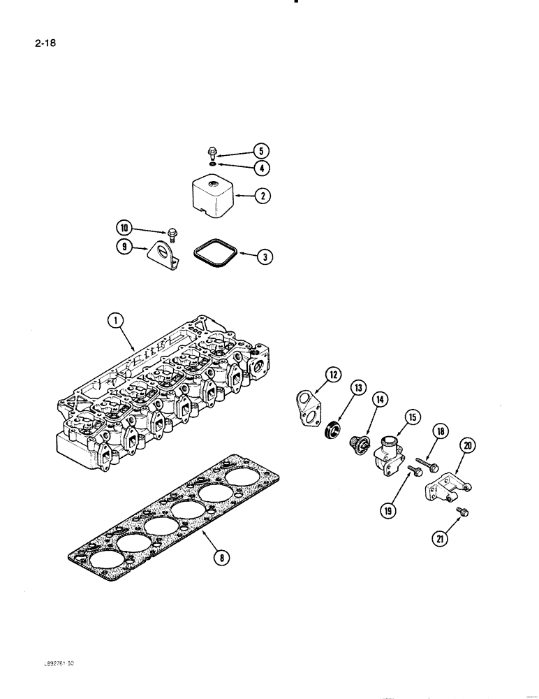 Схема запчастей Case 621 - (2-18) - CYLINDER HEAD COVER, 6T-590 ENGINE (02) - ENGINE