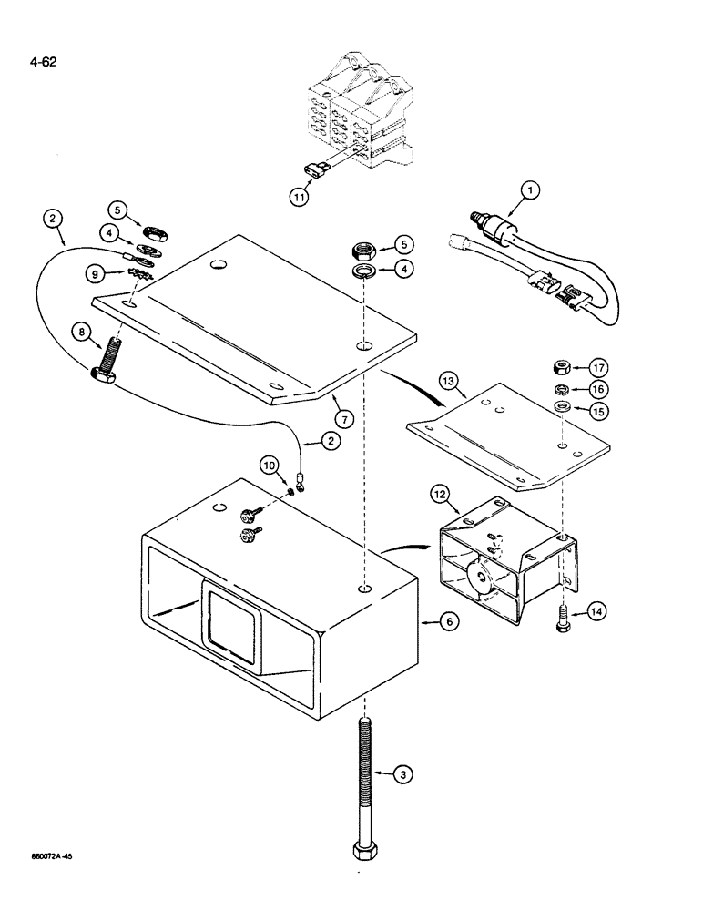 Схема запчастей Case W14B - (4-62) - BACKUP ALARM (04) - ELECTRICAL SYSTEMS