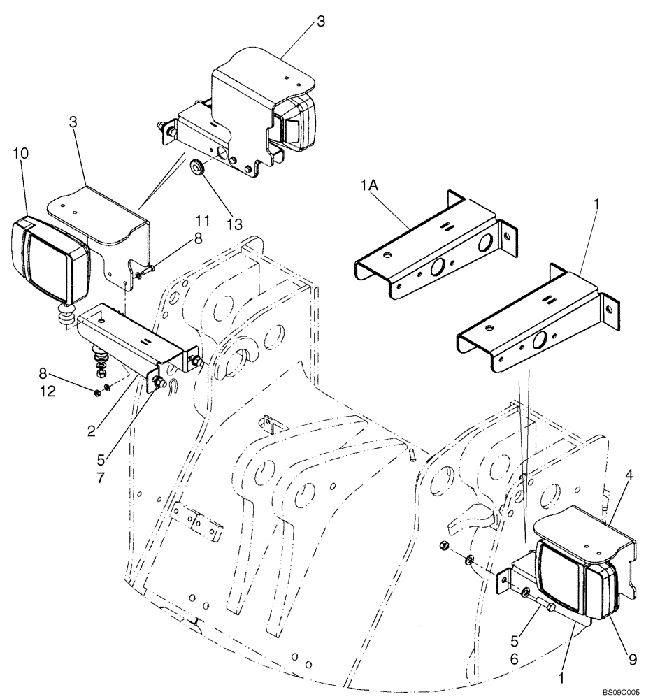 Схема запчастей Case 721E - (04-18) - MOUNTING - LAMP, FRONT (04) - ELECTRICAL SYSTEMS