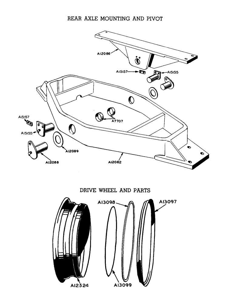 Схема запчастей Case W9 - (106) - REAR AXLE MOUNTING AND PIVOT, DRIVE WHEEL AND PARTS (06) - POWER TRAIN