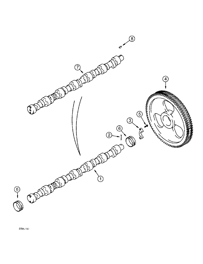 Схема запчастей Case 1155E - (2-050) - CAMSHAFT, 6-830 ENGINE, 6T-830 ENGINE (02) - ENGINE