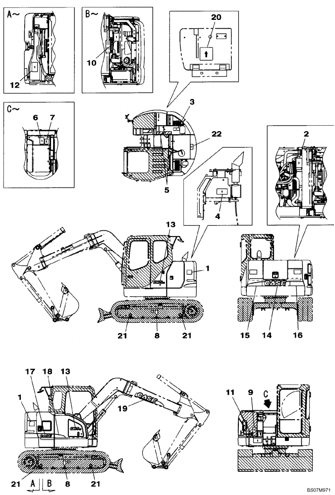 Схема запчастей Case CX75SR - (09-39) - DECALS, EXTERIOR (09) - CHASSIS/ATTACHMENTS