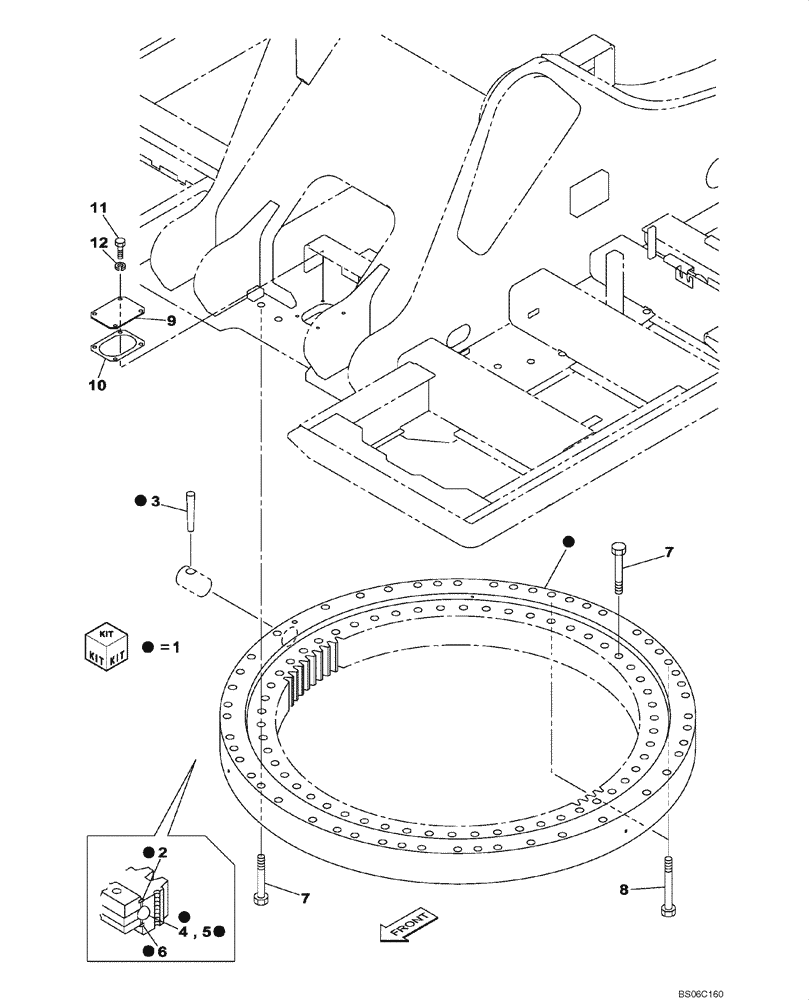 Схема запчастей Case CX700 - (09-001-00[01]) - SWING COMPONENTS (09) - CHASSIS/ATTACHMENTS