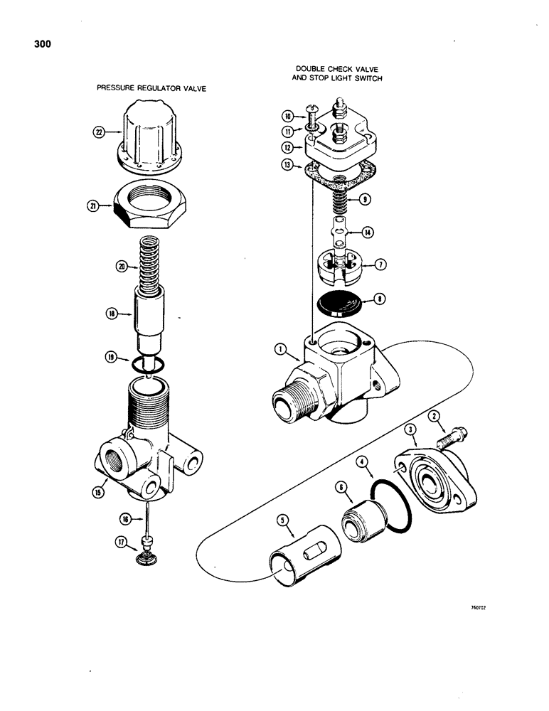 Схема запчастей Case W20 - (300) - L48128 DOUBLE CHECK VALVE AND STOP LIGHT SWITCH (07) - BRAKES