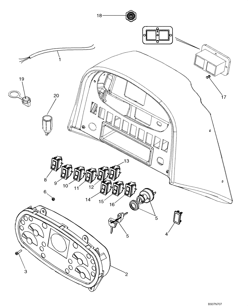 Схема запчастей Case 750L - (04-13) - HARNESS, FRONT CONSOLE AND SWITCHES - CAB (04) - ELECTRICAL SYSTEMS