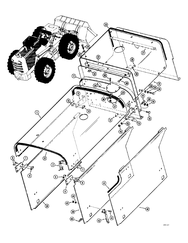 Схема запчастей Case W9C - (132) - HOOD AND ENGINE SIDE PANELS (08) - HYDRAULICS