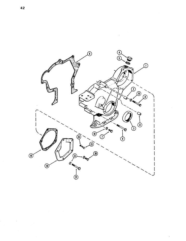 Схема запчастей Case 1450 - (042) - TIMING GEAR COVER, 504BDT DIESEL ENGINE (02) - ENGINE