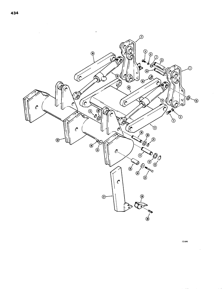 Схема запчастей Case 1150B - (434) - RIPPER MECHANICAL PARTS, USED WITH 3-1/2" (88.9 MM) ID CYLINDER (05) - UPPERSTRUCTURE CHASSIS